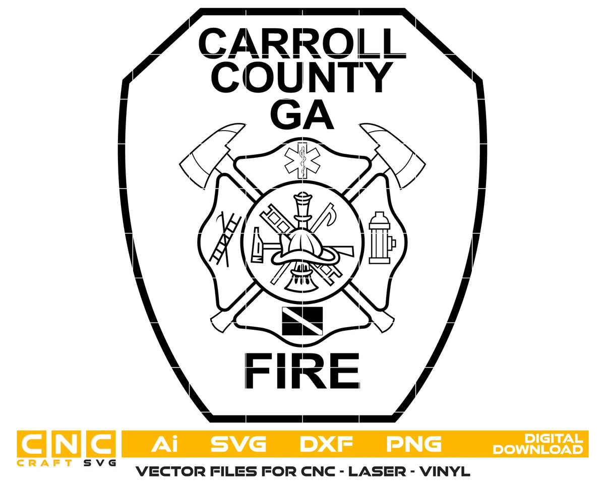 Carroll County Fire Rescue Patch GA SVG Firefighter Vector