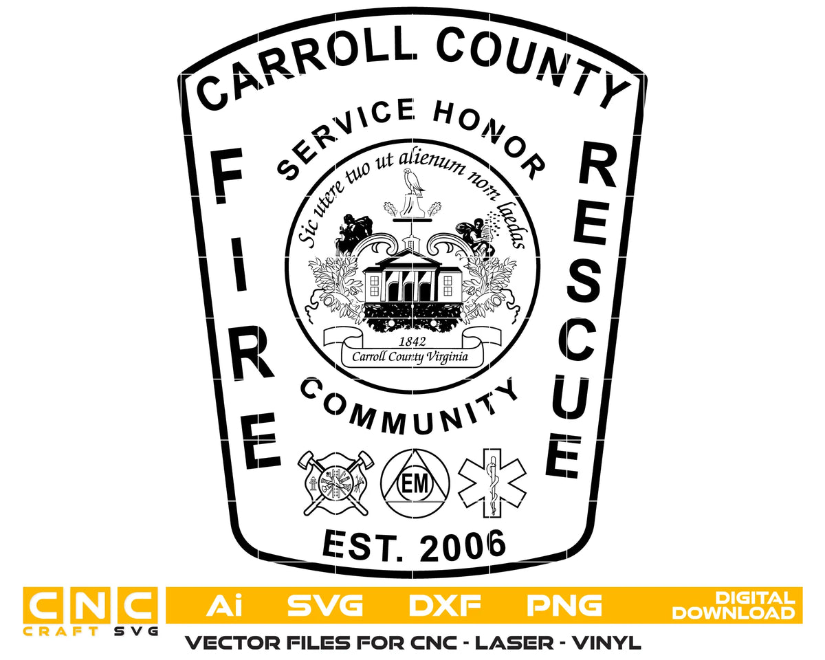 Carroll County Fire Rescue Patch Virginia SVG Firefighter Vector