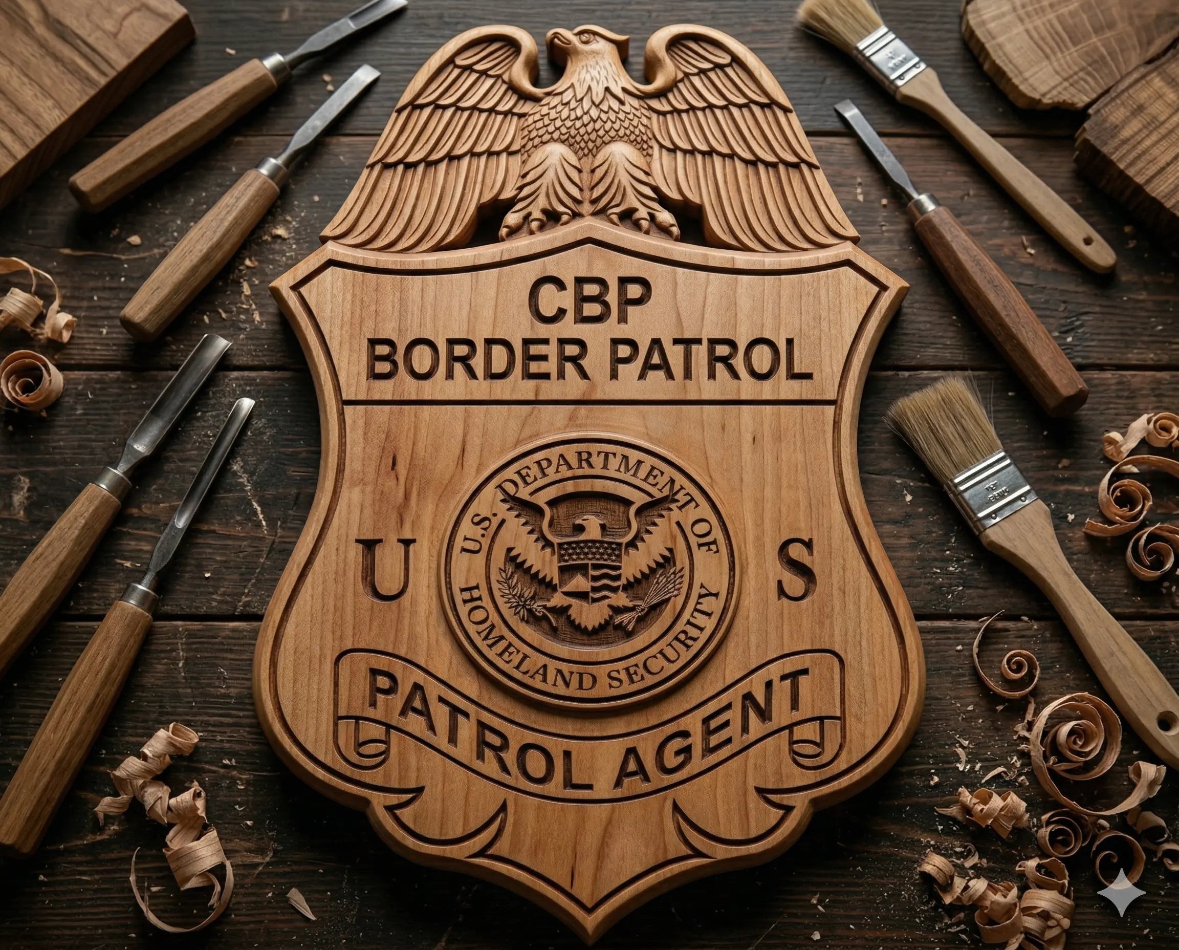 CBP Border Patrol Agent Badge SVG for CNC
Border Patrol Patrol Agent Shield Vector Design
U.S. Customs and Border Protection Emblem for Laser