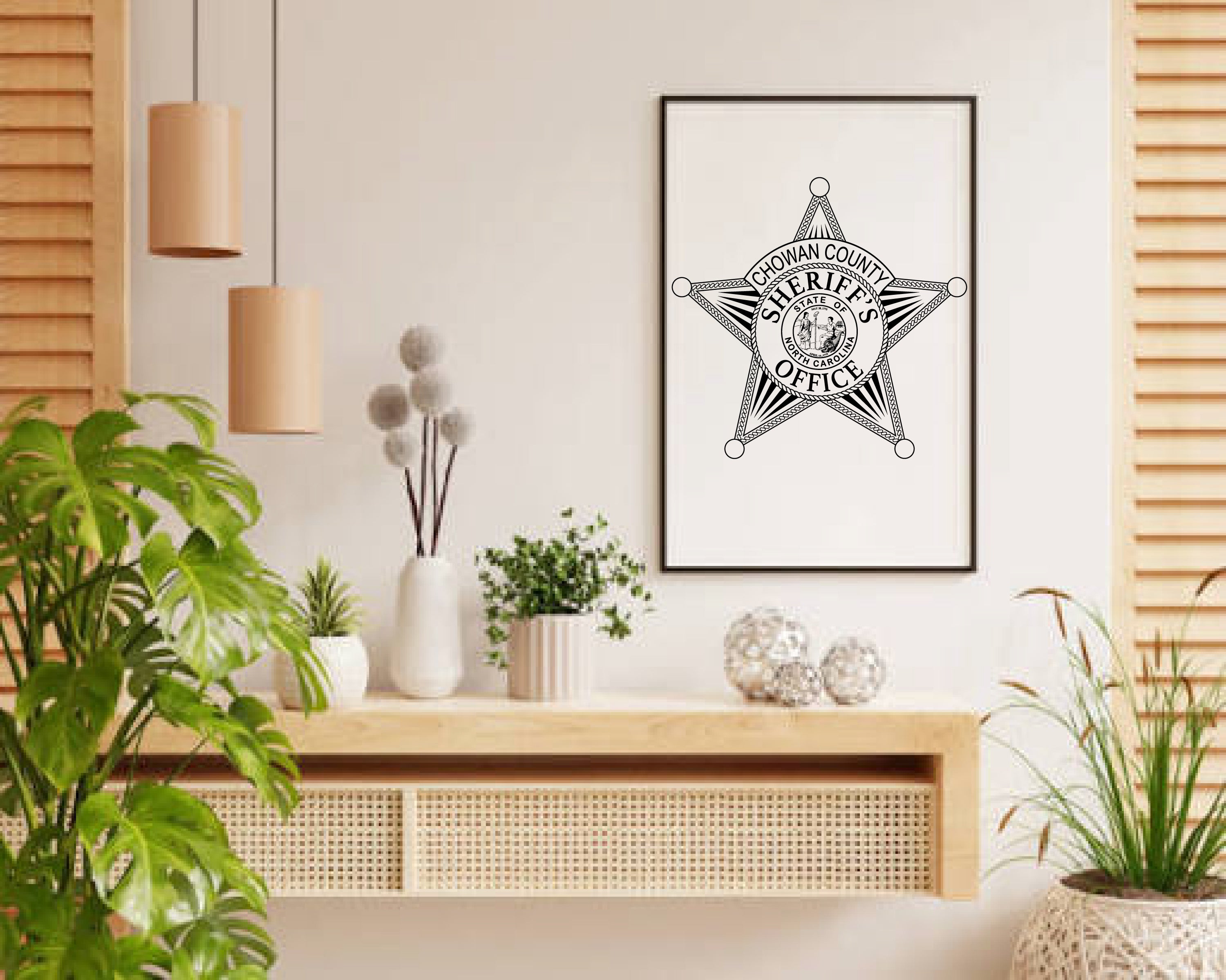Chowan County Sheriffs Badge SVG
North Carolina Law Enforcement Vector
5-Point Star Sheriff Emblem
Sheriff Plaque Engraving File
Chowan County Sheriff Sign CNC File