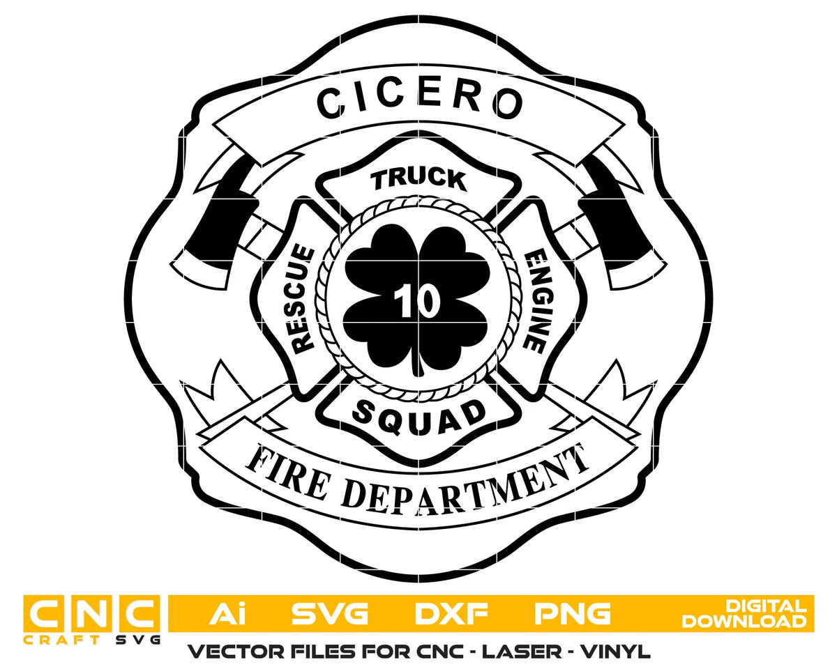 Cicero Fire Department Badge SVG Illinois Fire Rescue Vector
