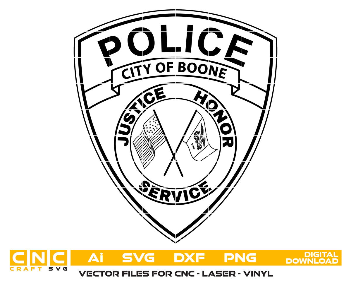 City of Boone Police Department Patch SVG Iowa Law Enforcement Vector
