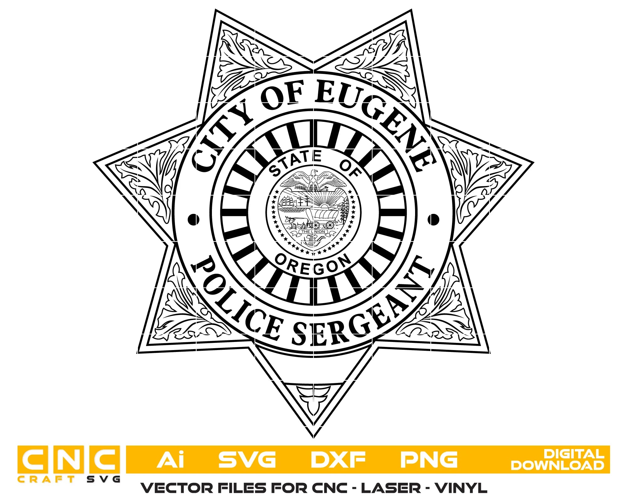 City of Eugene Police Sergeant Badge SVG Oregon Law Enforcement Vector