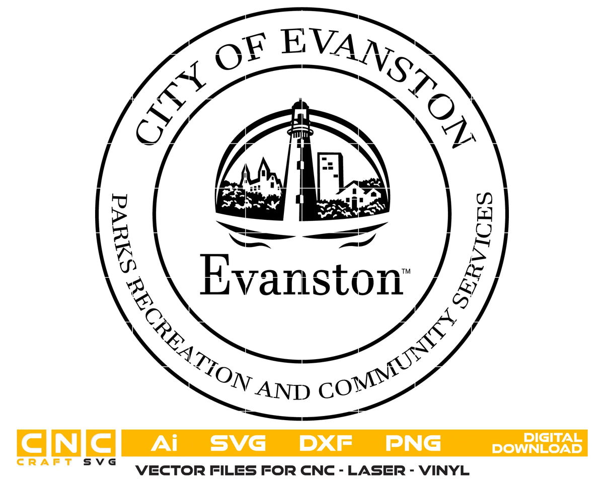 City of Evanston Parks RACS Logo Illinois SVG City Vector