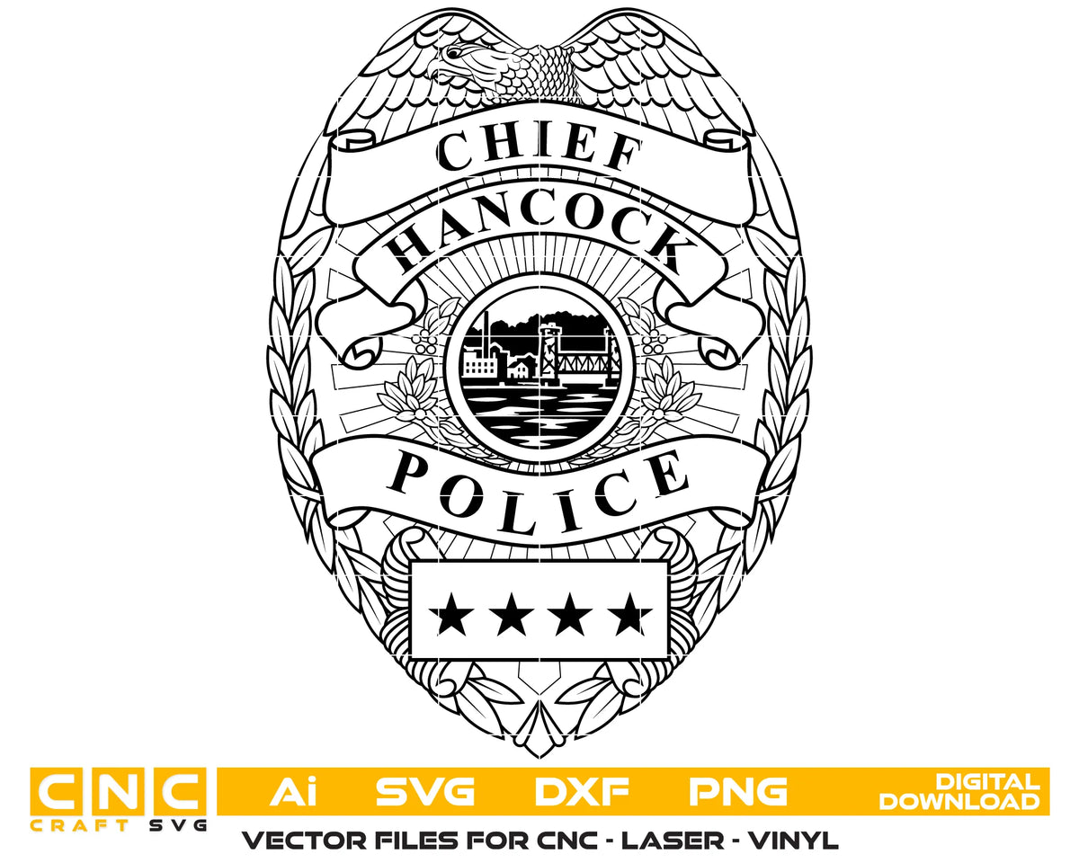 City Of Hancock Police Chief Badge SVG Police Vector