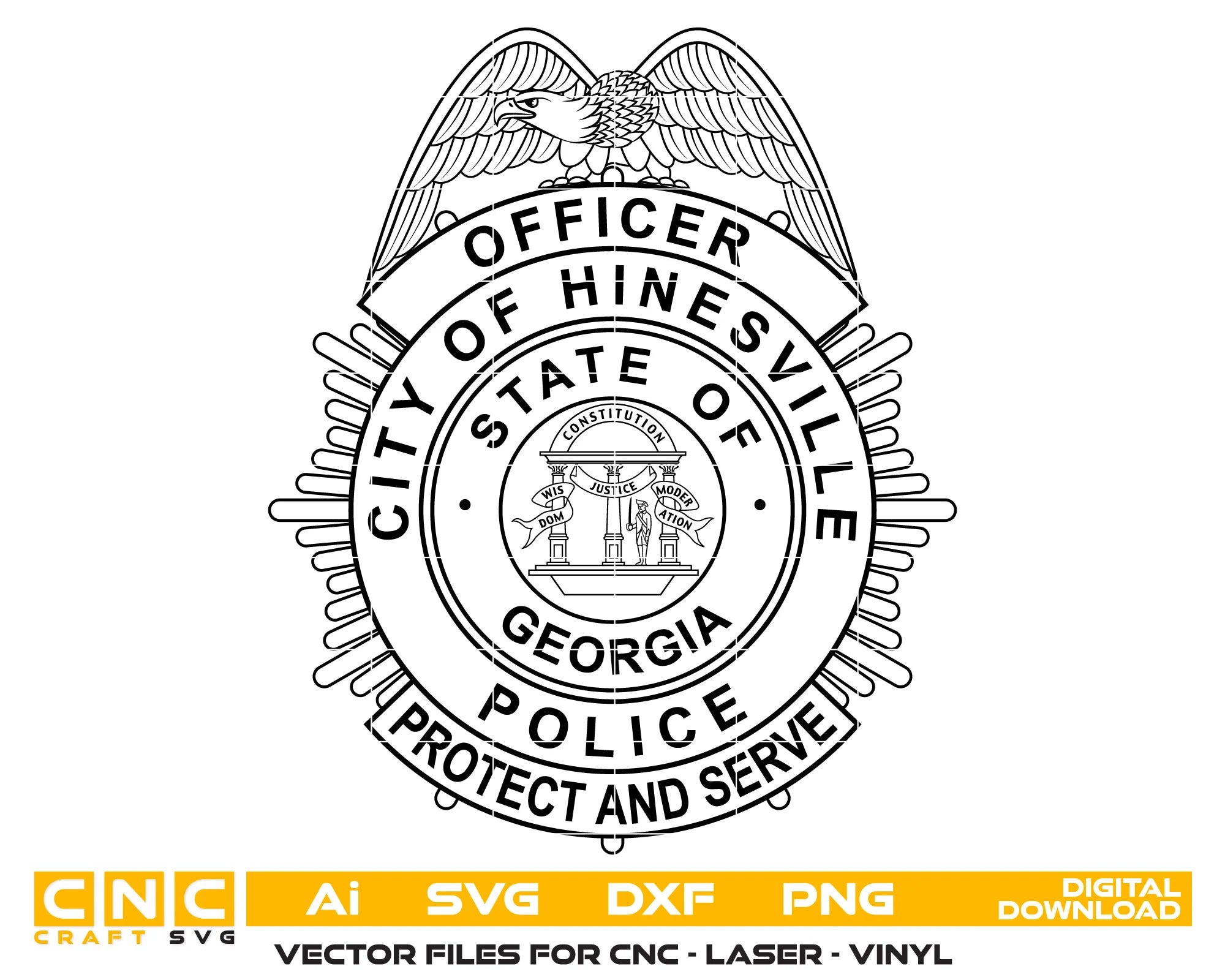 City of Hinesville Police Officer Badge Georgia SVG Georgia Law Enforcement Vector