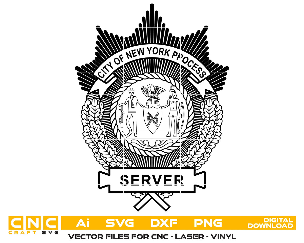 City of New York Process Server Badge SVG Legal Vector