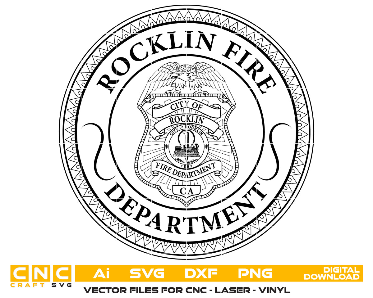 City of Rocklin Fire Department Badge SVG California Firefighter Vector