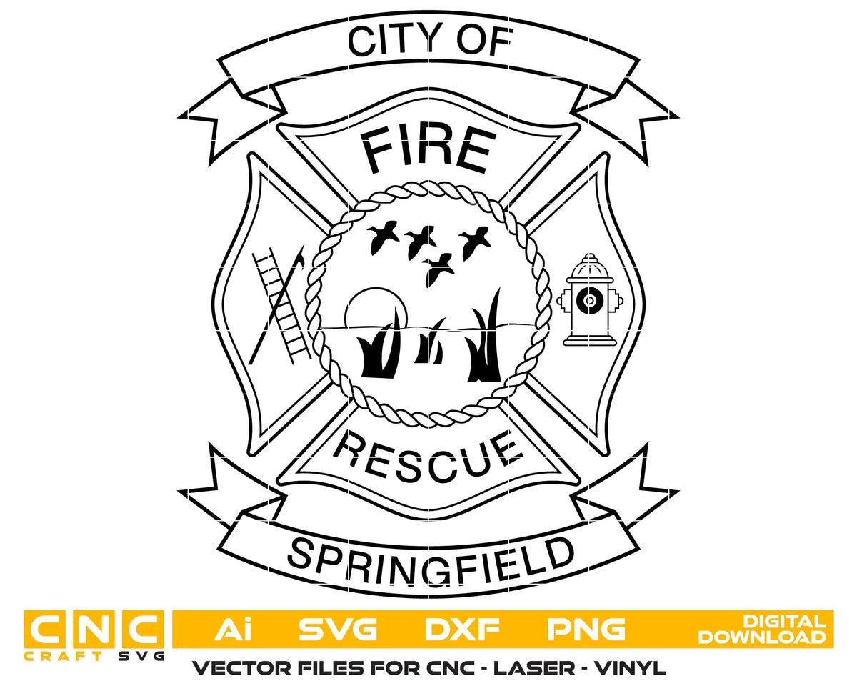 City Of Springfield Fire Rescue Badge Florida SVG Firefighter Vector