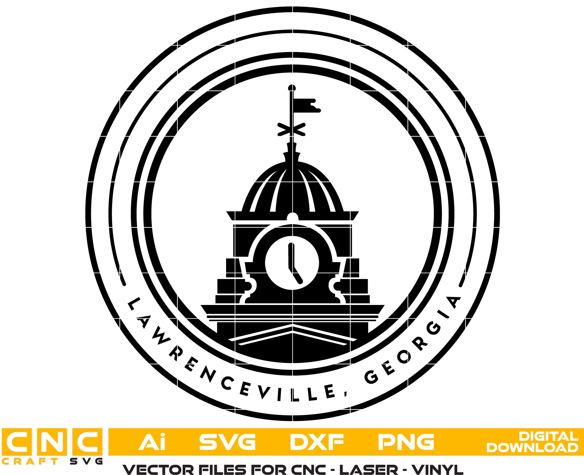 City of Lawrenceville Georgia Seal SVG
Georgia Municipal Vector Design
Lawrenceville City Seal Engraving File
Lawrenceville Georgia Sign CNC File
City Emblem Vector for Laser Cutting