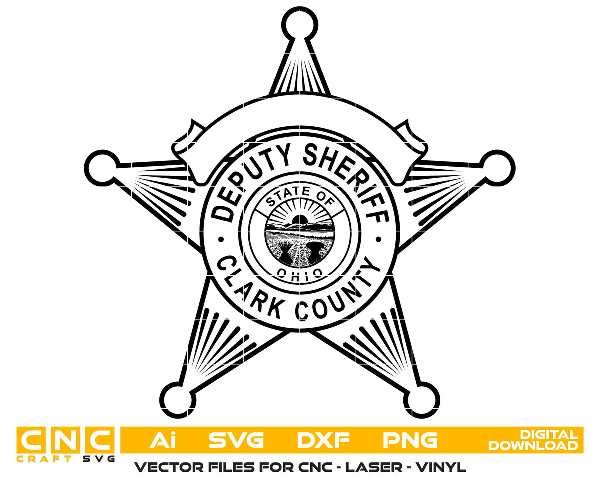 Clark County Deputy Sheriff Badge Ohio SVG Law Enforcement Vector