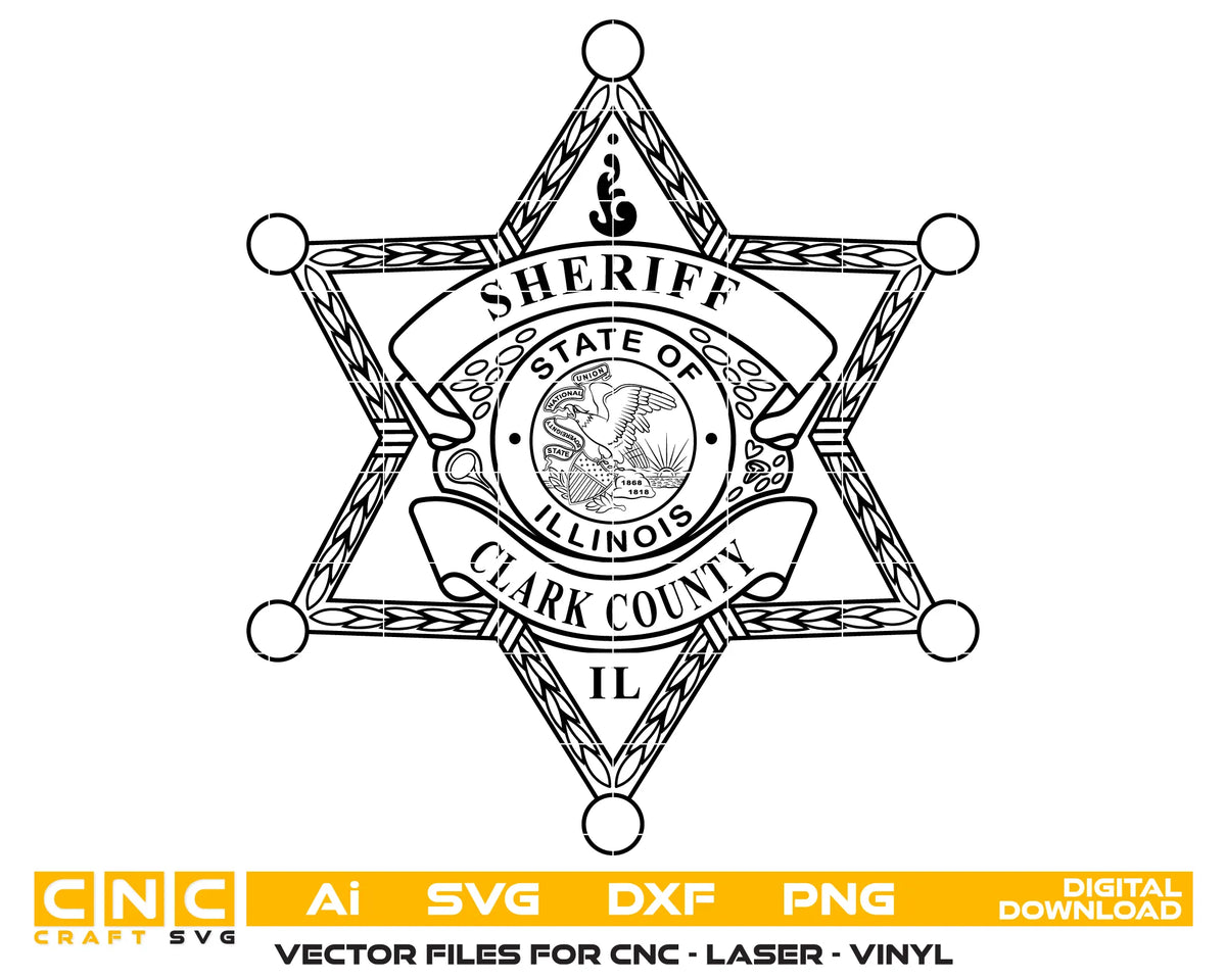 Clark County Sheriff Badge SVG Illinois Law Enforcement Vector