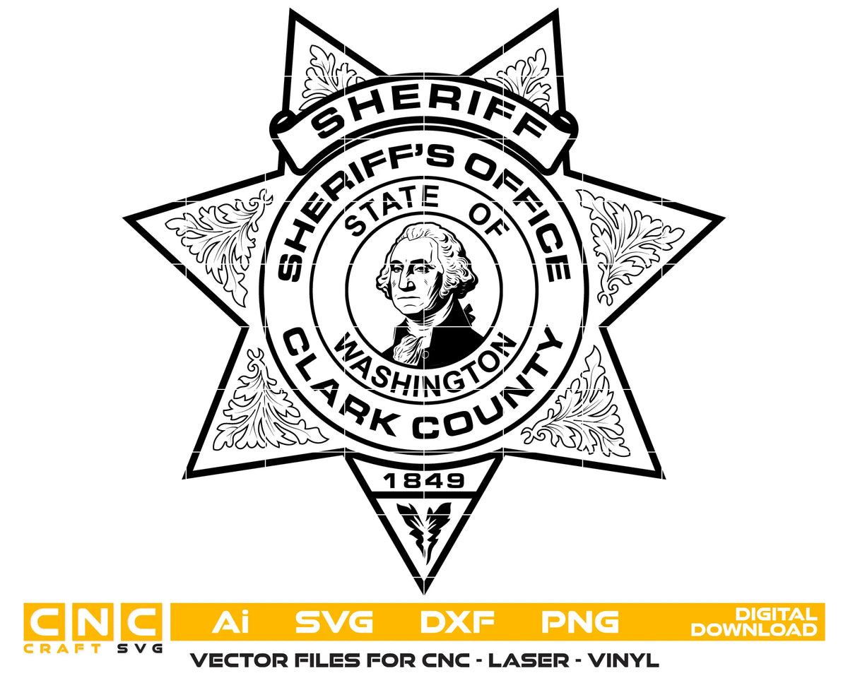 Clark County Sheriff's Office Badge Washington SVG Law Enforcement Vector