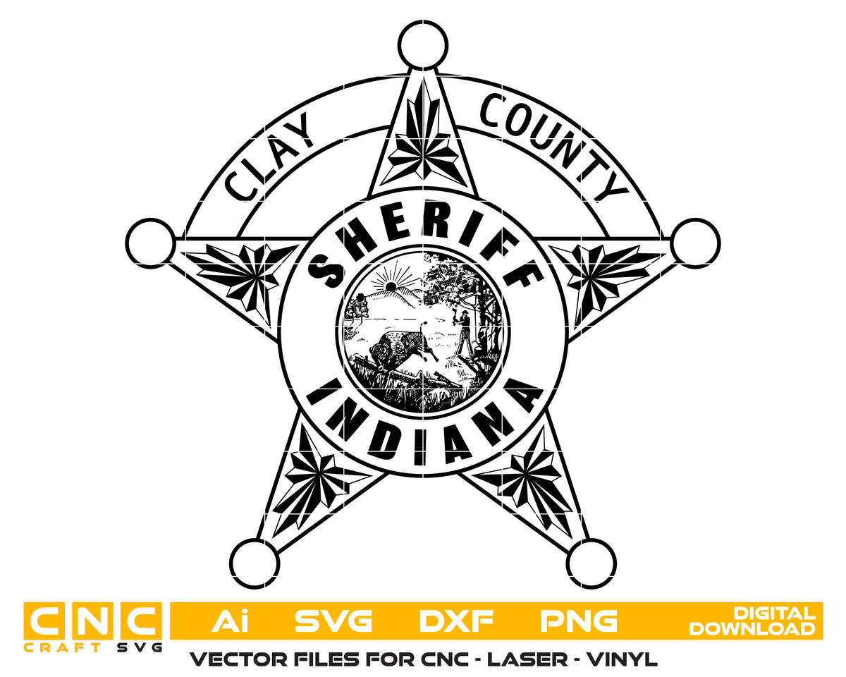 Clay County Sheriff Badge SVG Indiana Law Enforcement Vector