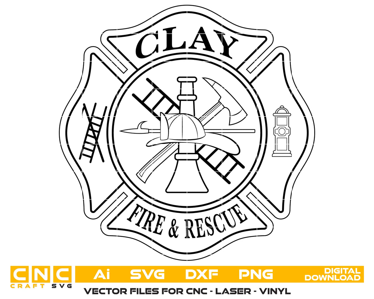 Clay Fire Rescue Department Badge SVG Fire Department Vector