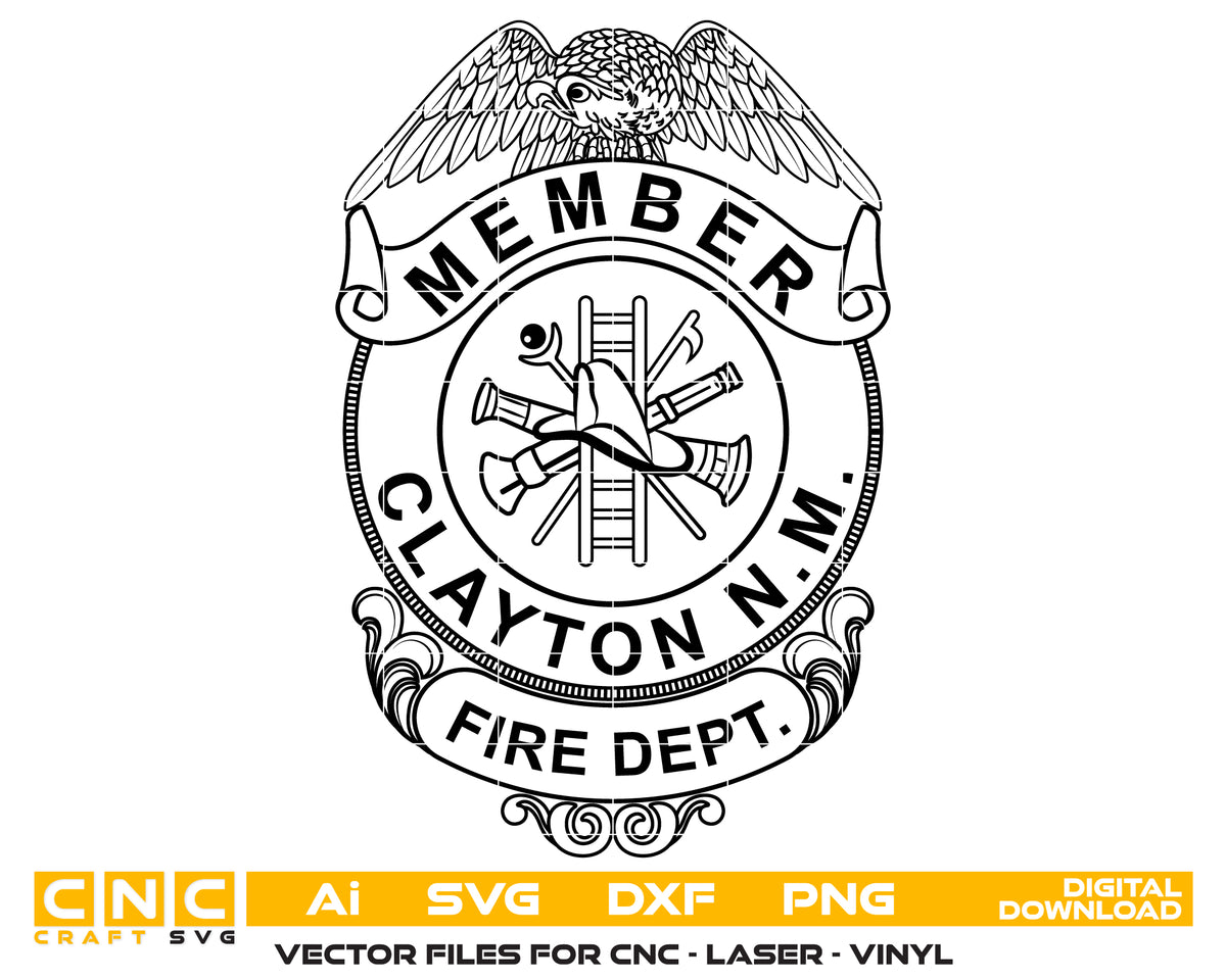 Clayton Fire Dept Member Badge SVG New Mexico Firefighter Vector