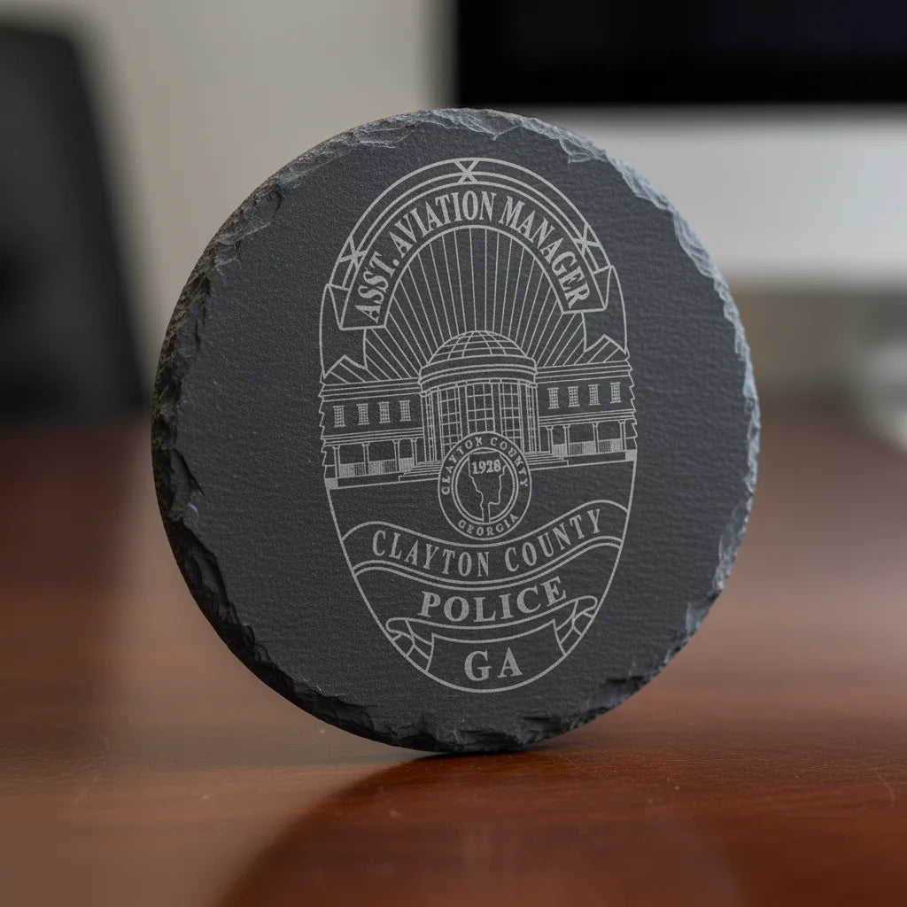 Clayton County Police Department Badge SVG
Georgia Law Enforcement Vector Design
Domed Building Police Badge Engraving File
Clayton County GA Police Sign CNC File
Aviation Manager Law Enforcement Vector for Lasers