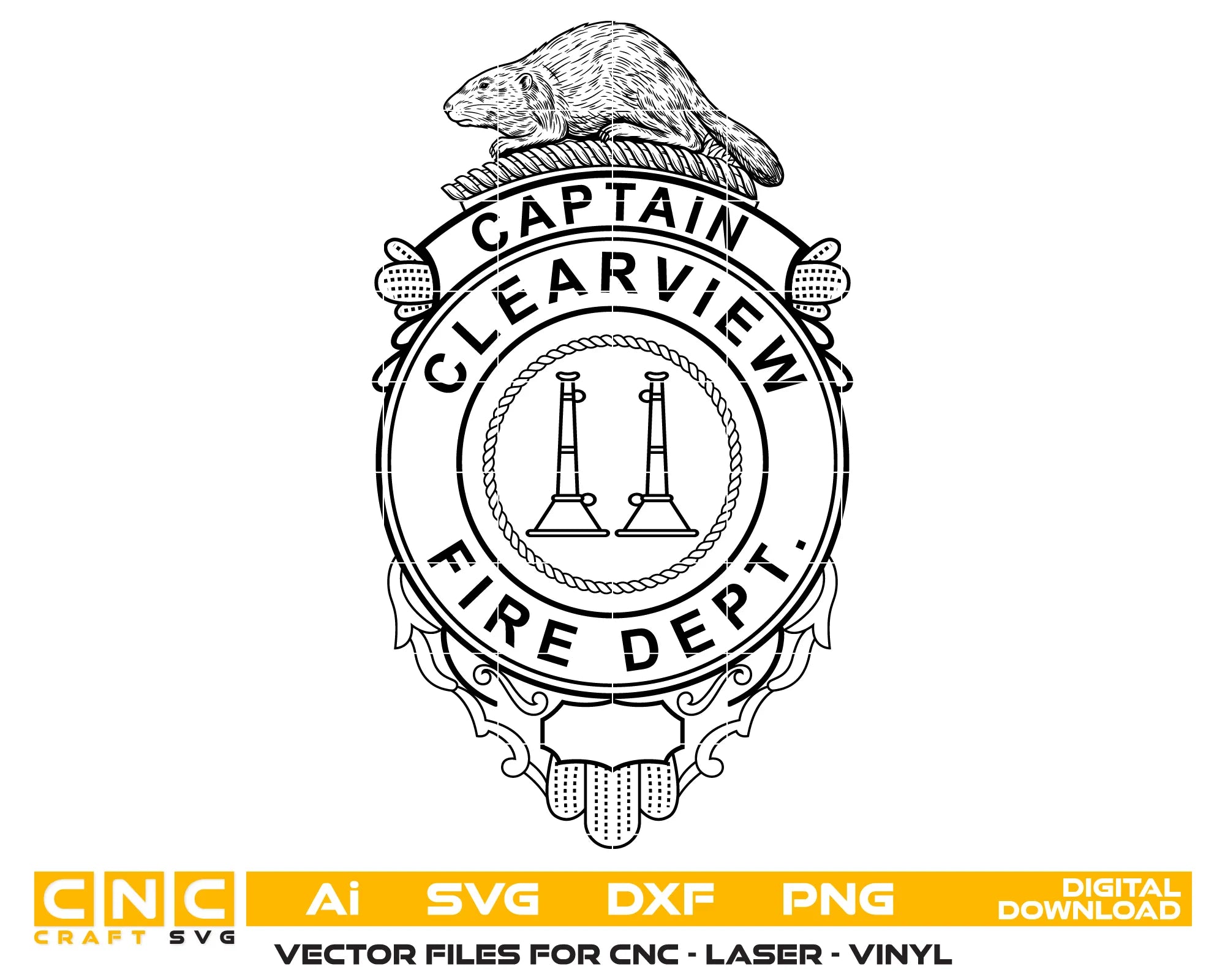 Clearview Fire Department Captain Badge SVG Ontario Firefighter Vector