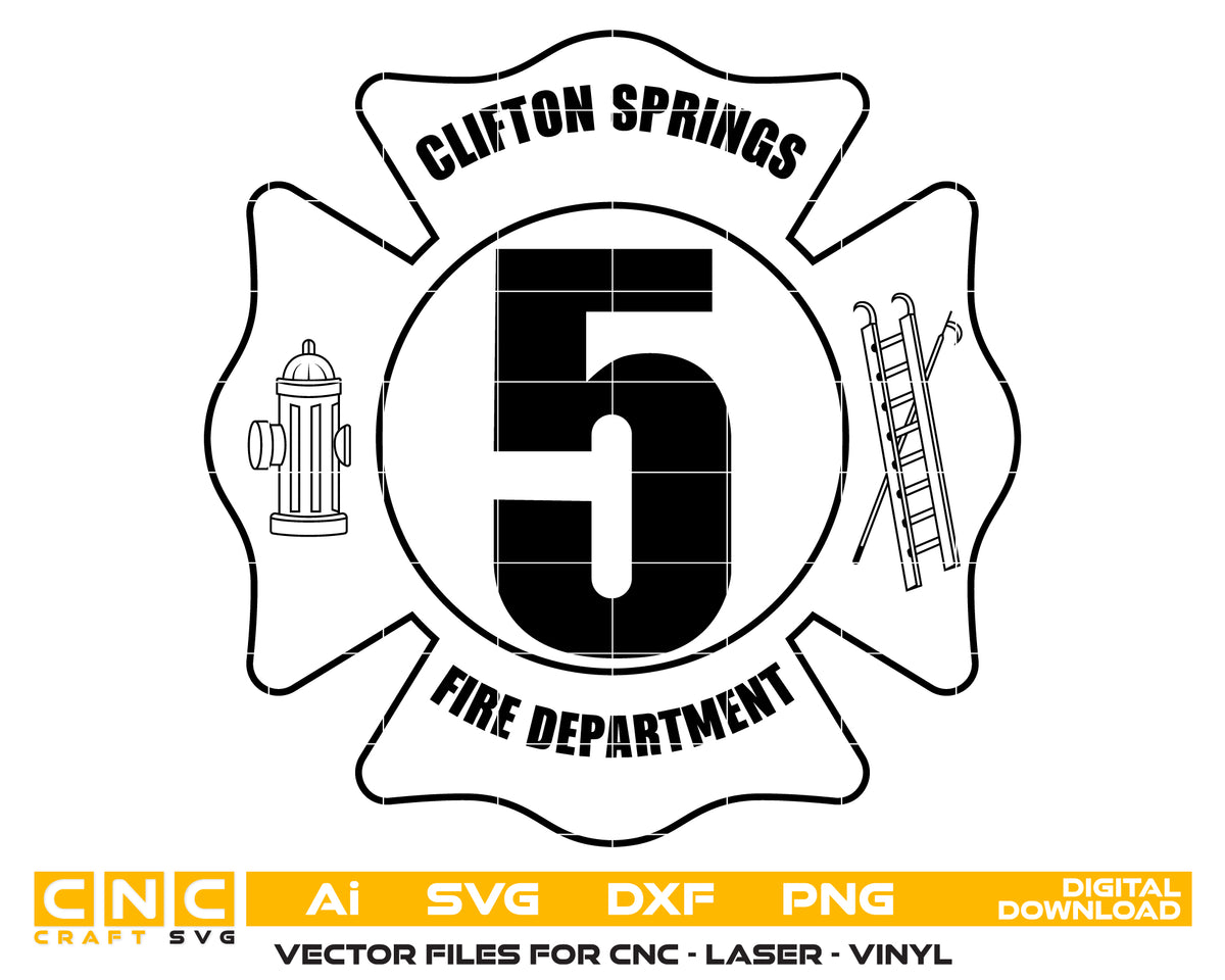 Clifton Springs Fire Department Station 5 Badge SVG New York Firefighter Vector