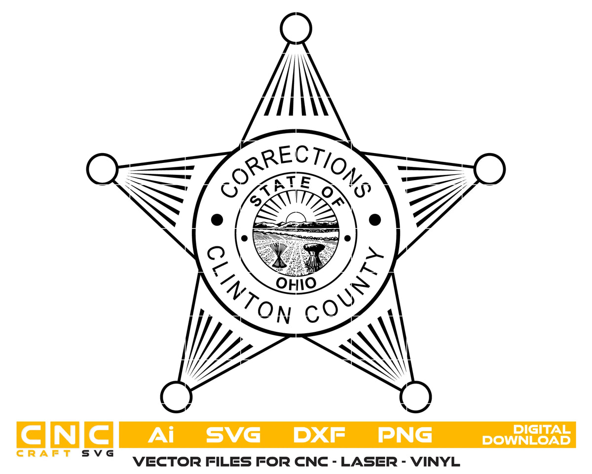 Clinton County Corrections Badge Ohio SVG Law Enforcement Vector