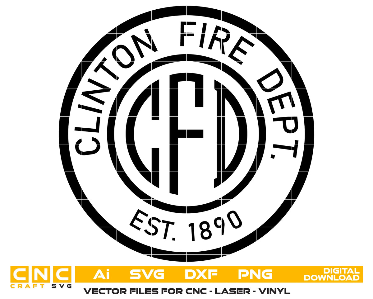 Clinton Fire Dept Logo Iowa SVG Firefighter Vector