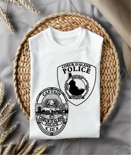 Coeur D'Alene Police Badge SVG
Idaho Law Enforcement Vector
Police Badge Skyline Eagle Emblem
Captain Plaque Engraving File
Coeur D'Alene Police Sign CNC File