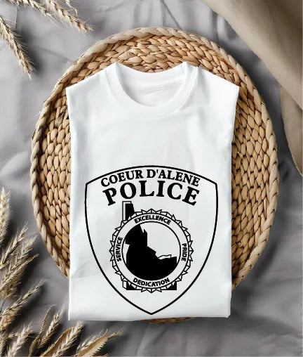 Coeur D'Alene Police Patch SVG
Idaho Law Enforcement Vector
Police Shield State Outline Emblem
Officer Plaque Engraving File
Coeur D'Alene Police Sign CNC File