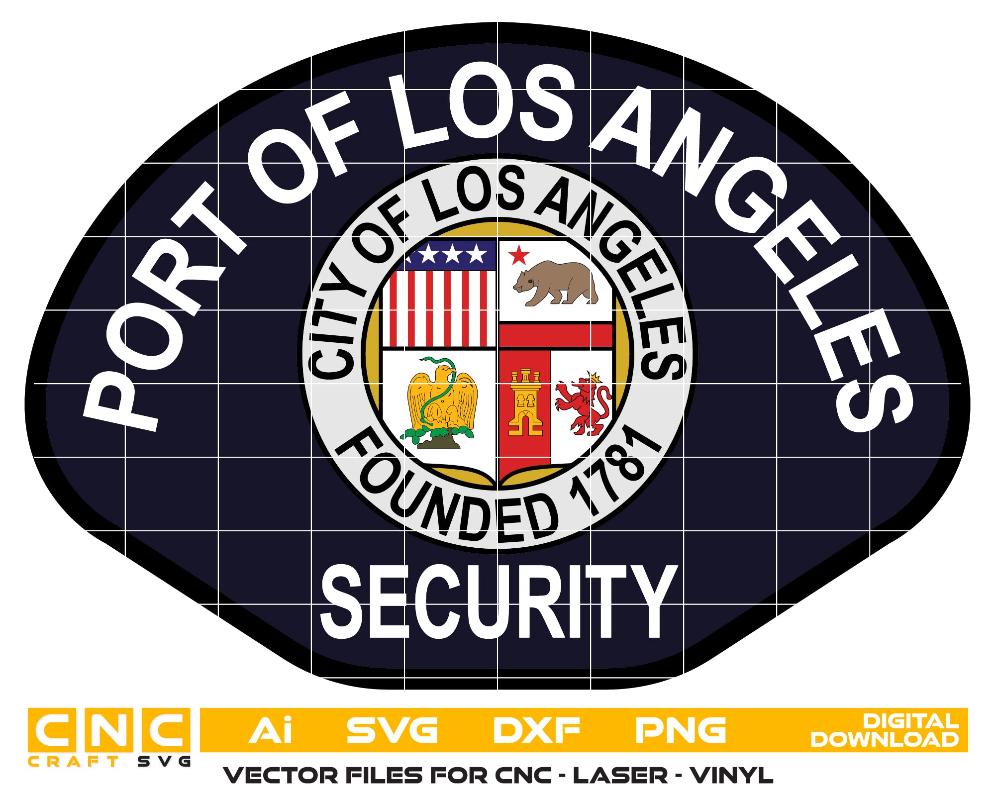 Color Port of Los Angeles Security Patch SVG
California Port Authority Vector Design
City of Los Angeles Seal Sublimation File
Port Security Sign CNC Vector
Full Color Security Patch Vector for Vinyl Cutting