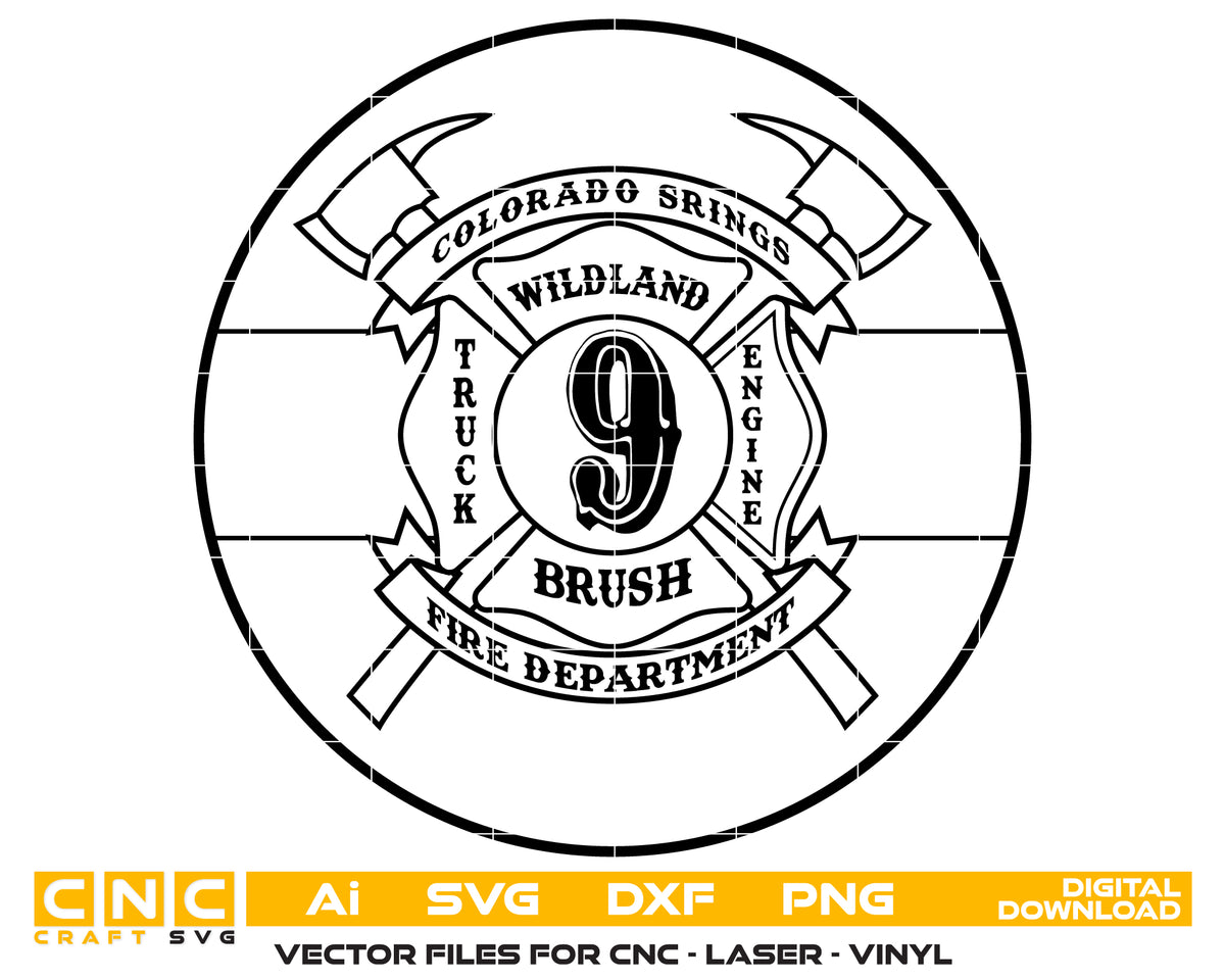 Colorado Springs Fire Department Badge SVG Station 9 Firefighter Vector