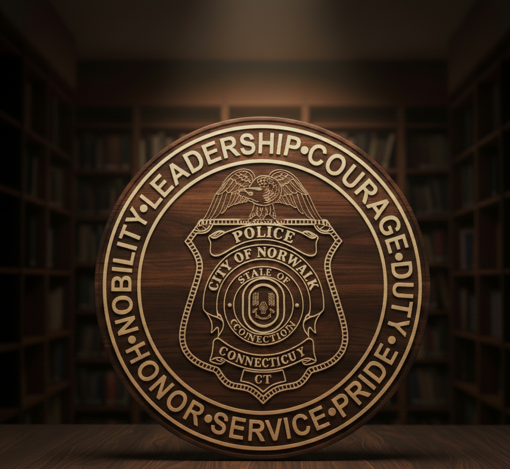Norwalk Police Department Badge SVG
Connecticut Law Enforcement Vector Design
State of Connecticut Seal Police Emblem
Circular Police Shield Engraving File
Norwalk CT Police Sign CNC File