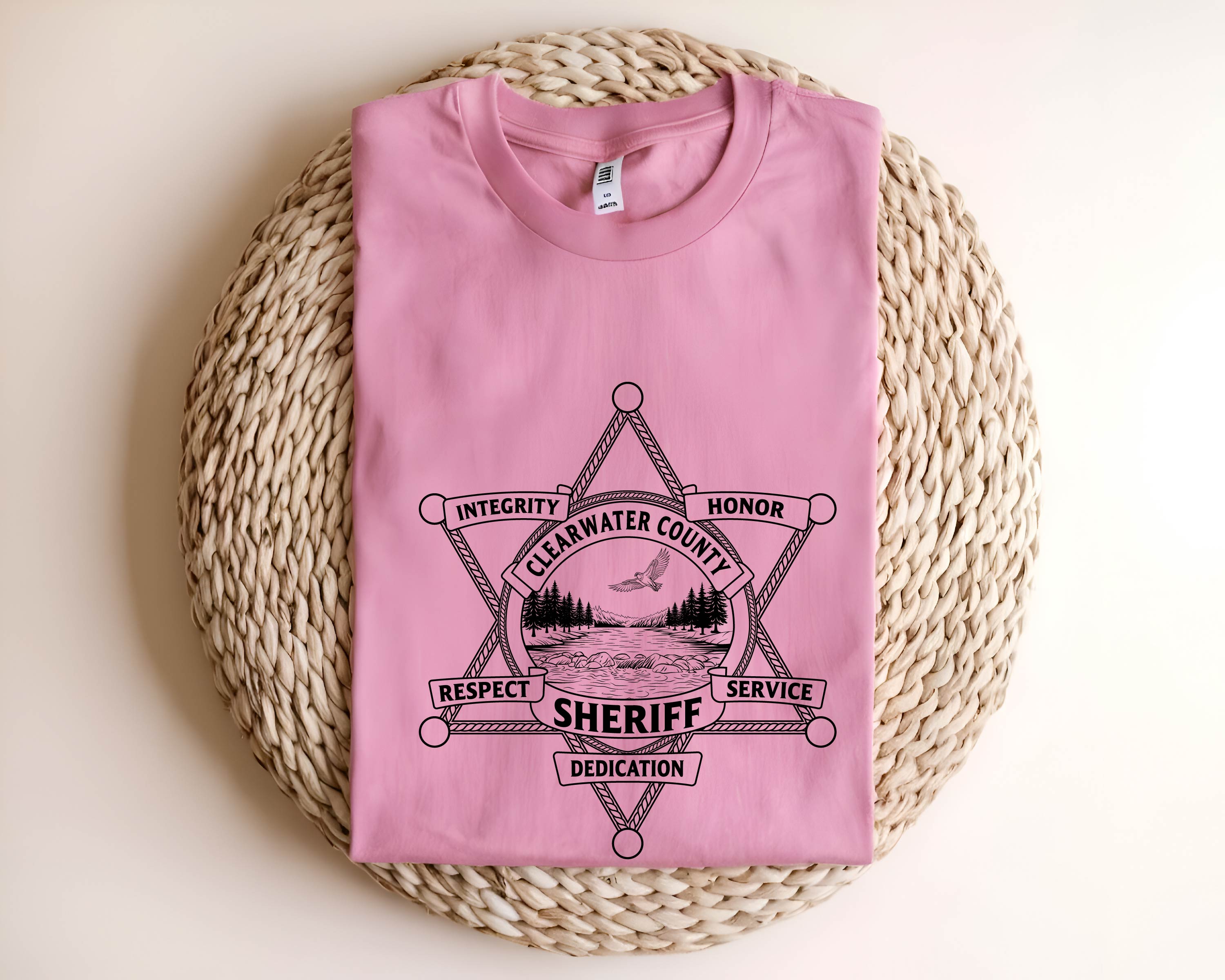 Clearwater County Sheriff Badge SVG
Nature Scene Star Badge Vector
Clearwater County SO Emblem for CNC Engraving
Eagle and River Sheriff Badge for Laser Cut
Law Enforcement Values Star Vector Design