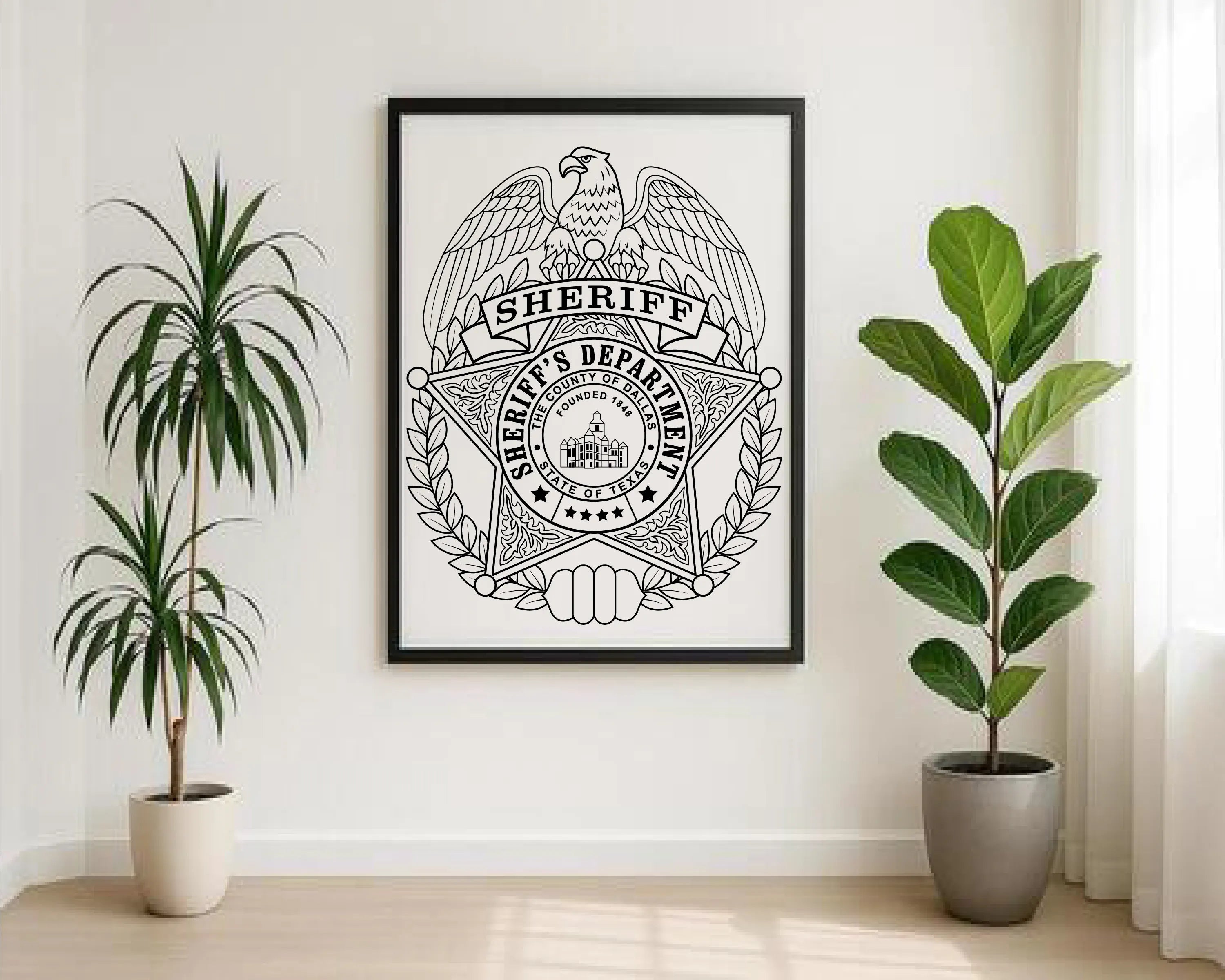 Dallas County Sheriff Cap Badge SVG Texas Law Enforcement Vector