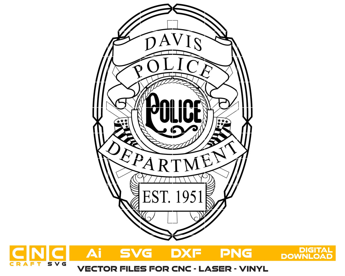 Davis Police Department Badge SVG Law Enforcement Vector