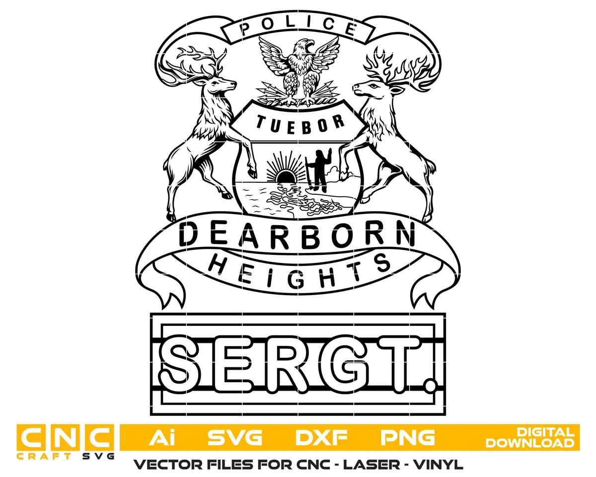 Dearborn Heights Michigan Police Sergeant Hat Badge SVG Law Enforcement Vector
