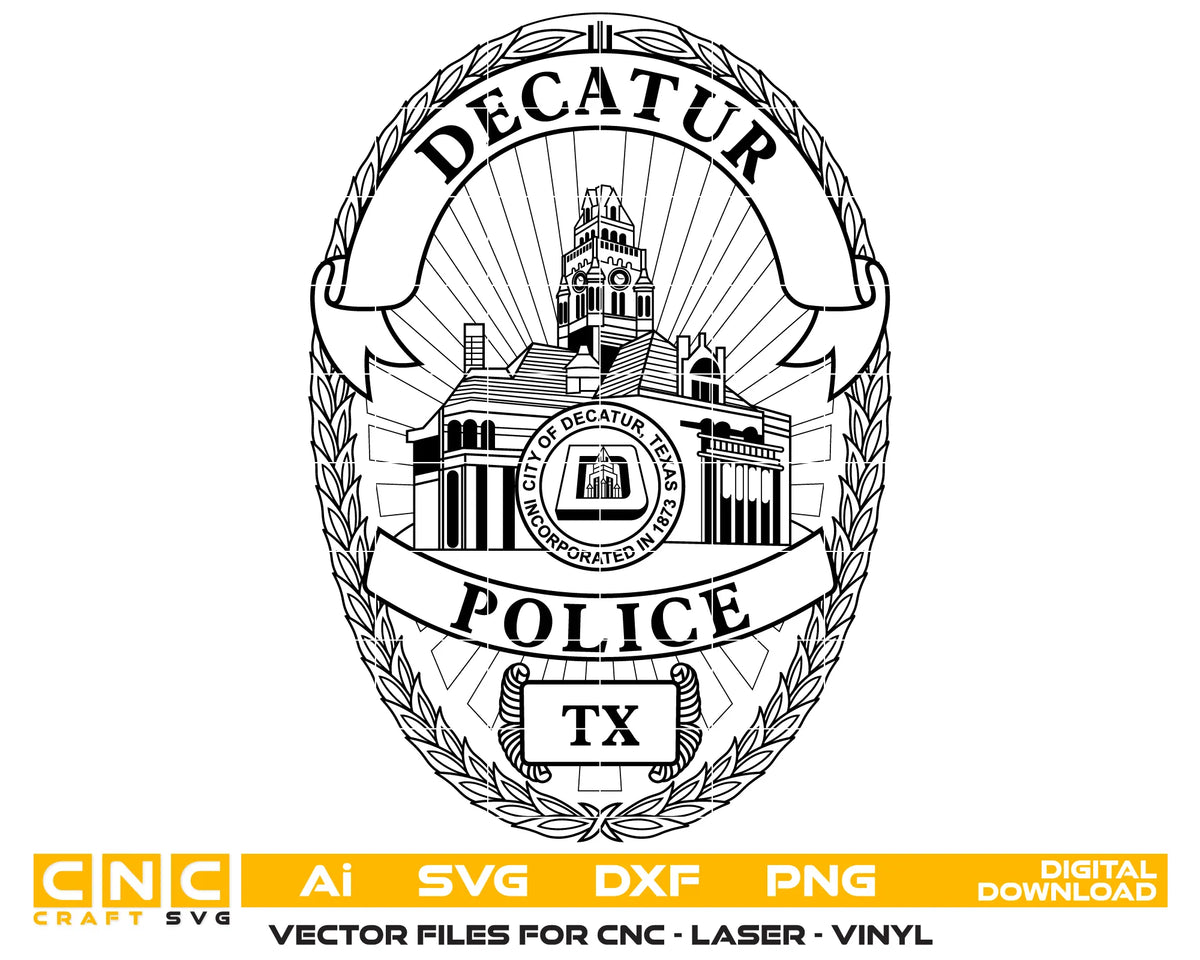 Decatur Police Badge Texas SVG Law Enforcement Vector