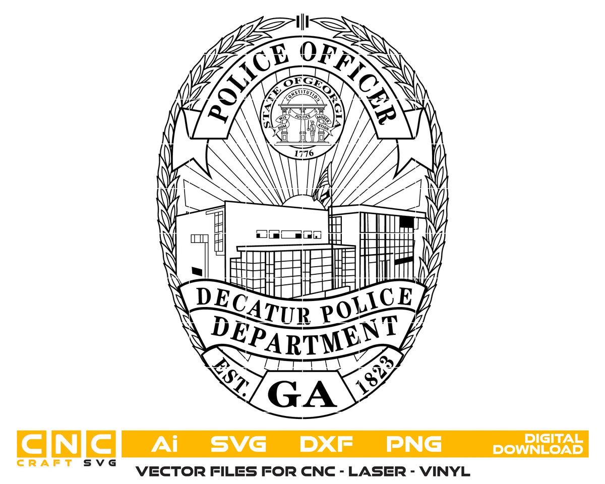 Decatur Police Officer Badge SVG Georgia Law Enforcement Vector