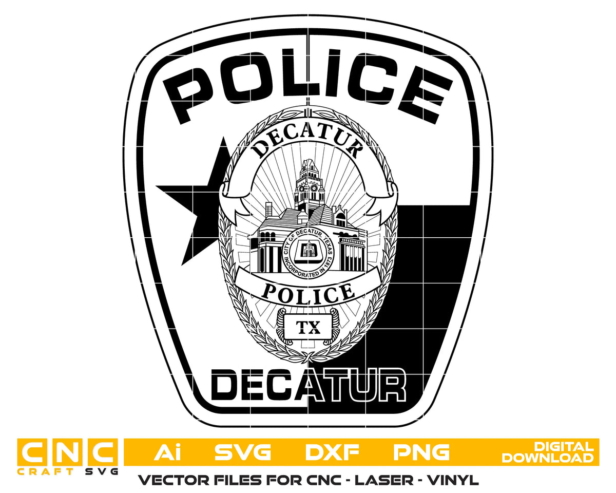 Decatur Police Patch Texas SVG Law Enforcement Vector