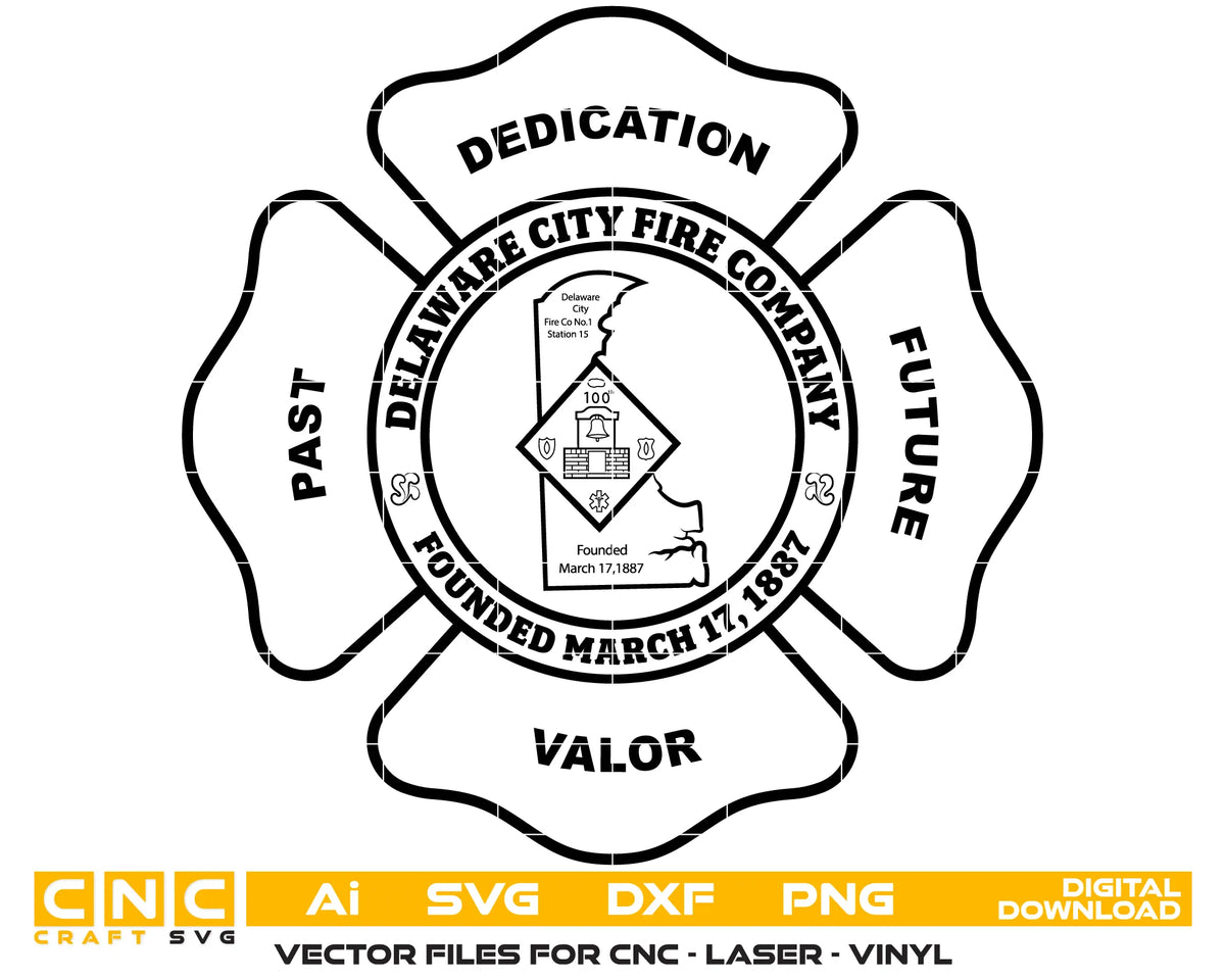 Delaware City Fire Company Badge SVG Fire Rescue Vector