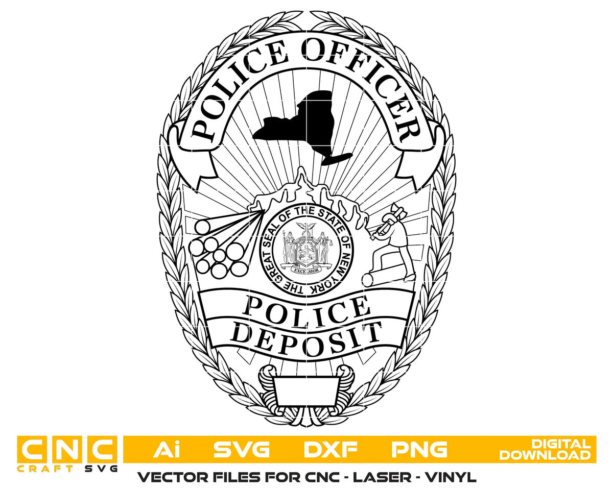 Deposit Police Officer Badge New York SVG Law Enforcement Vector
