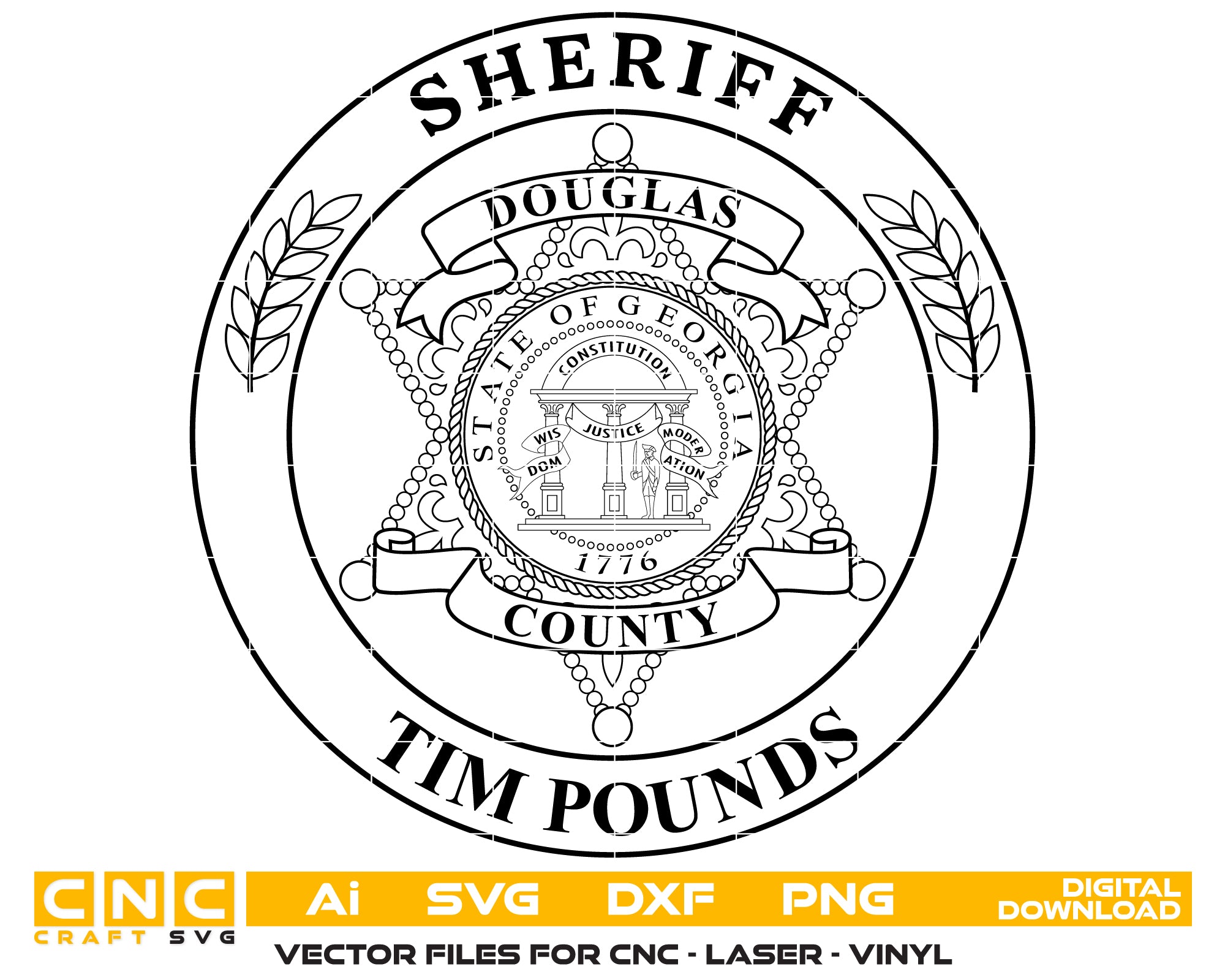 Douglas County Sheriff Badge SVG
Georgia Law Enforcement Vector
Douglas County Sheriff Emblem
Officer Plaque Engraving File
Sheriff Badge Sign CNC File