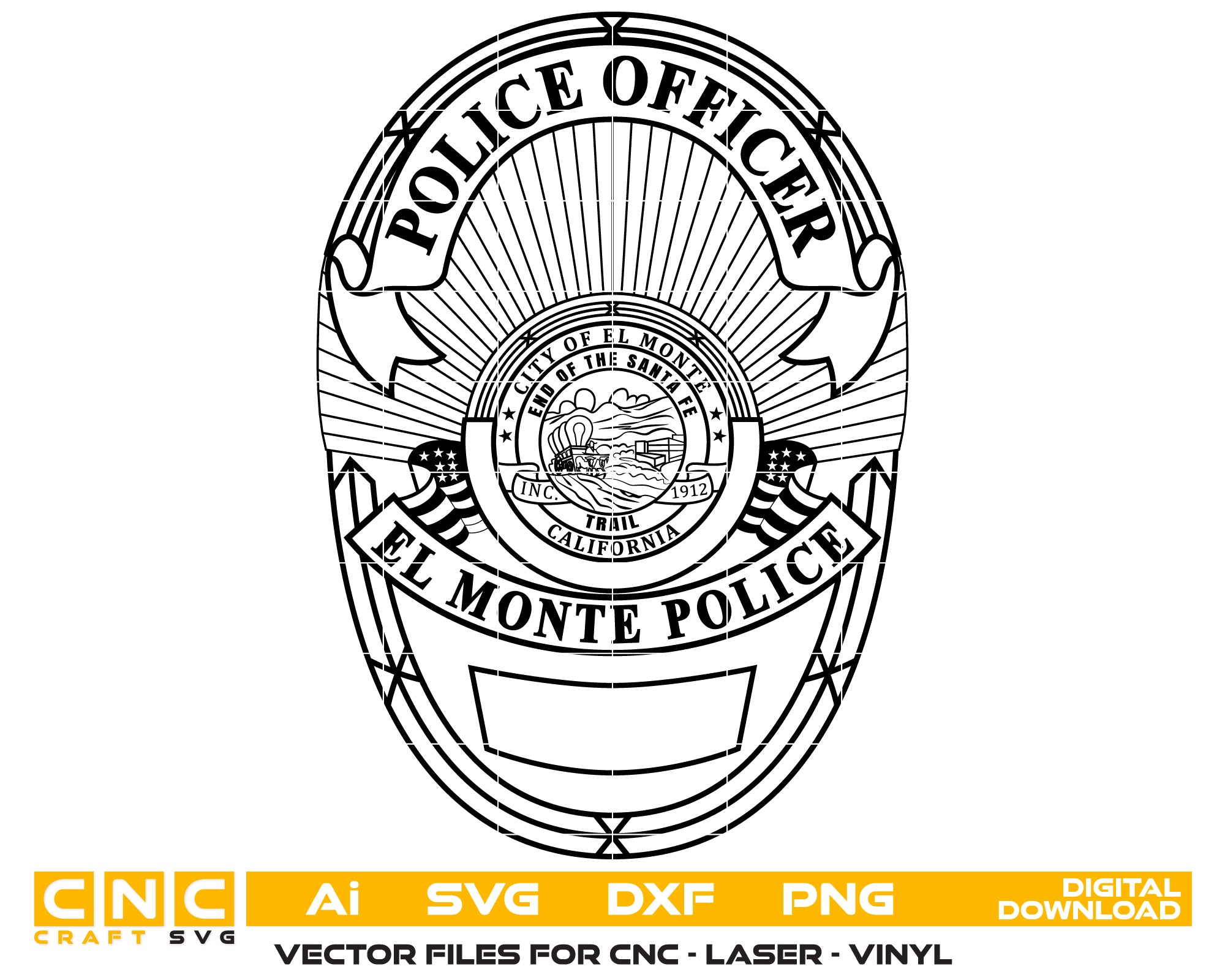 El Monte Police Officer Badge SVG
El Monte Police Badge Vector
Law Enforcement Badge El Monte
Police Officer Badge Vector SVG
El Monte Police Department Badge