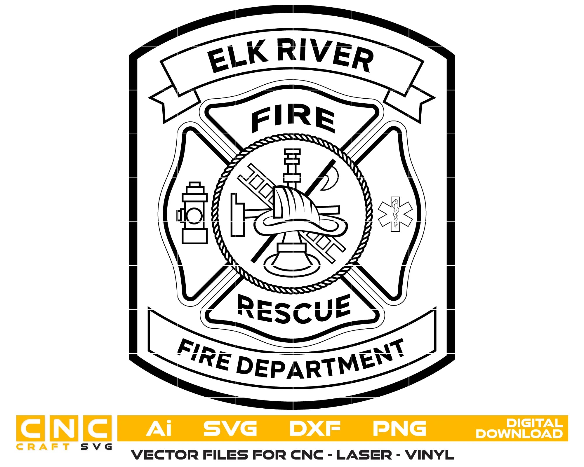 Elk River Fire Department Logo SVG Minnesota Firefighter Vector