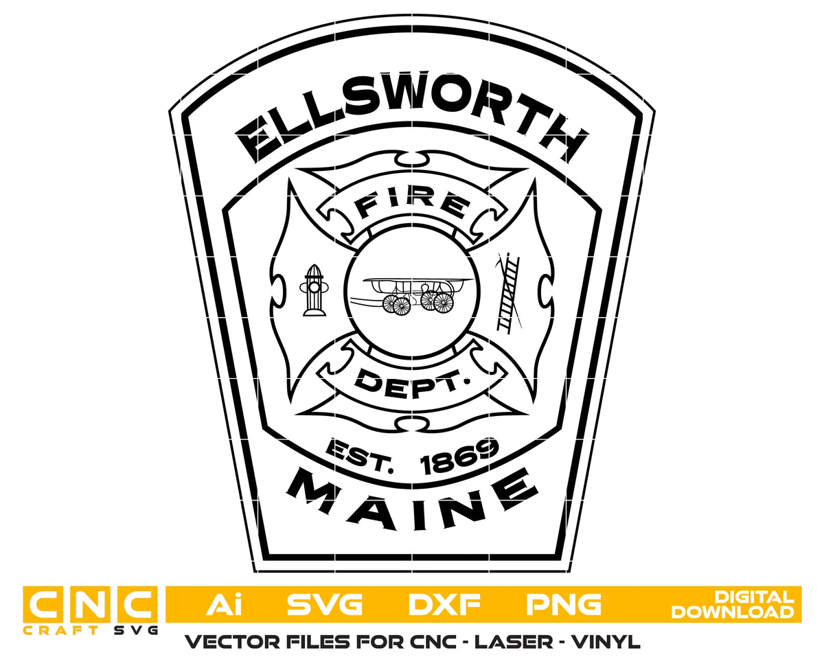 Ellsworth Fire Department Patch Maine SVG Firefighter Vector