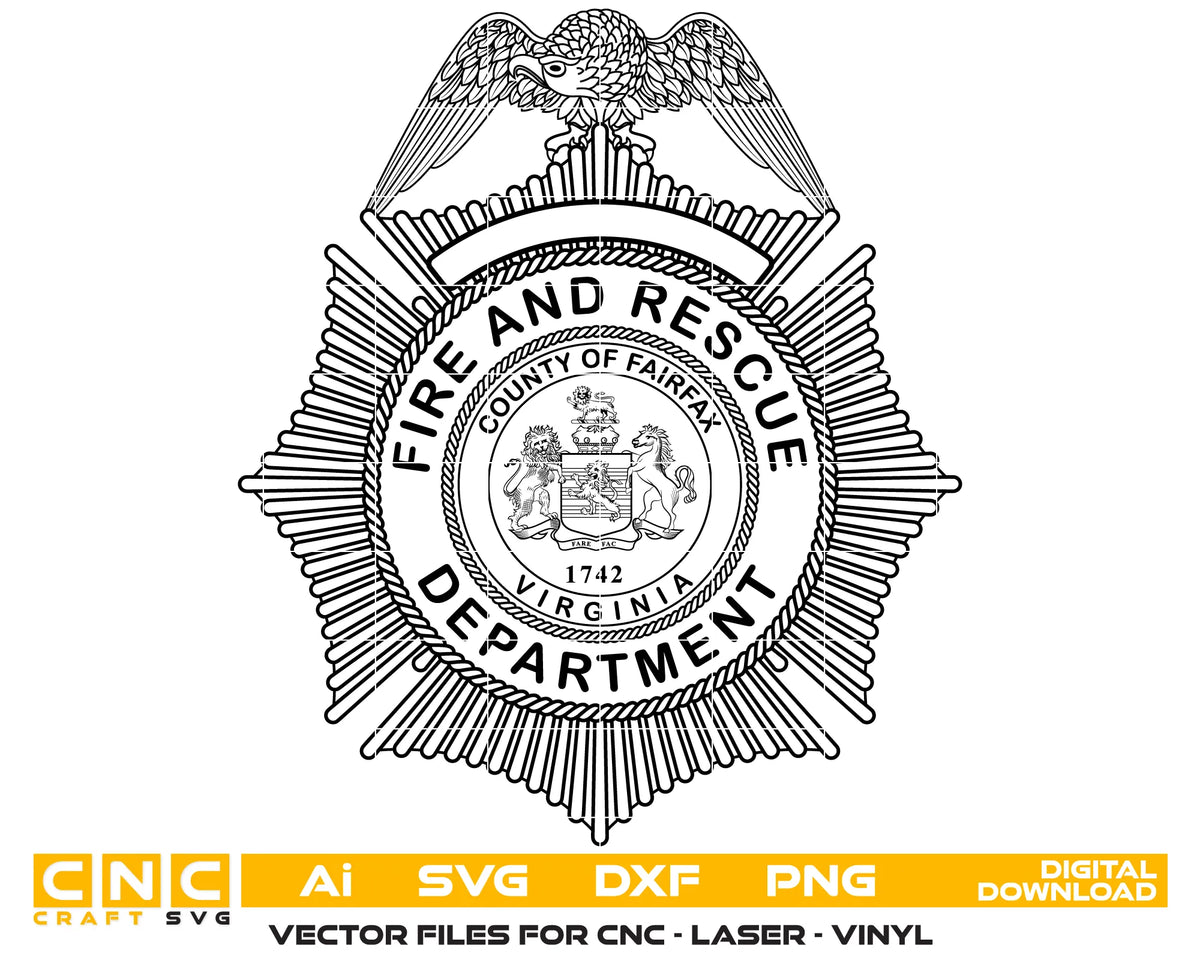 Fairfax County Fire And Rescue Department Badge SVG Virginia Fire Department Vector