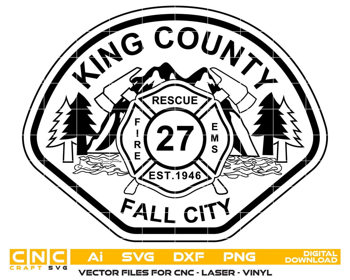 Fall City Fire Department Patch Washington SVG Firefighter Vector