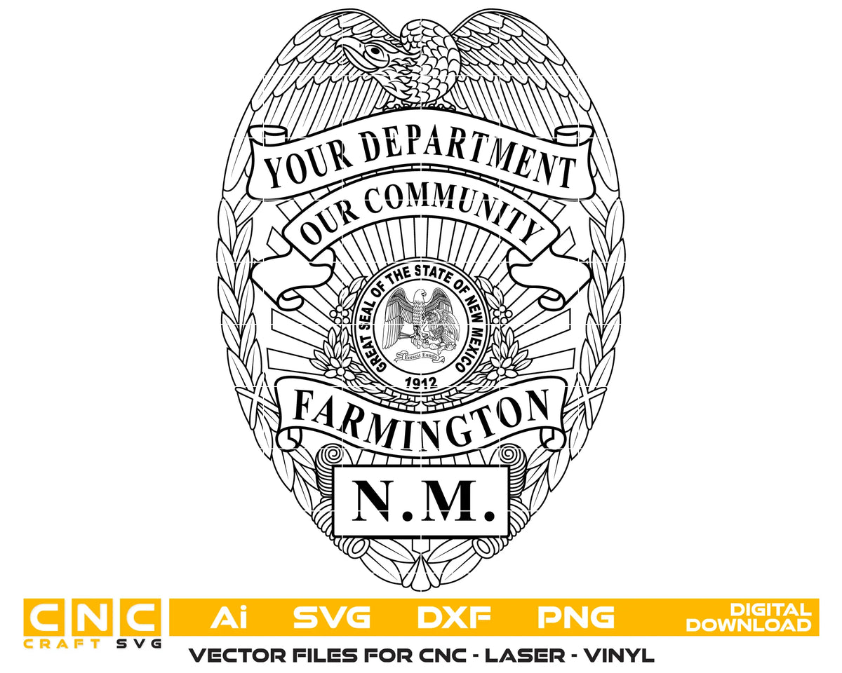 Farmington Police Department Badge New Mexico SVG Law Enforcement Vector