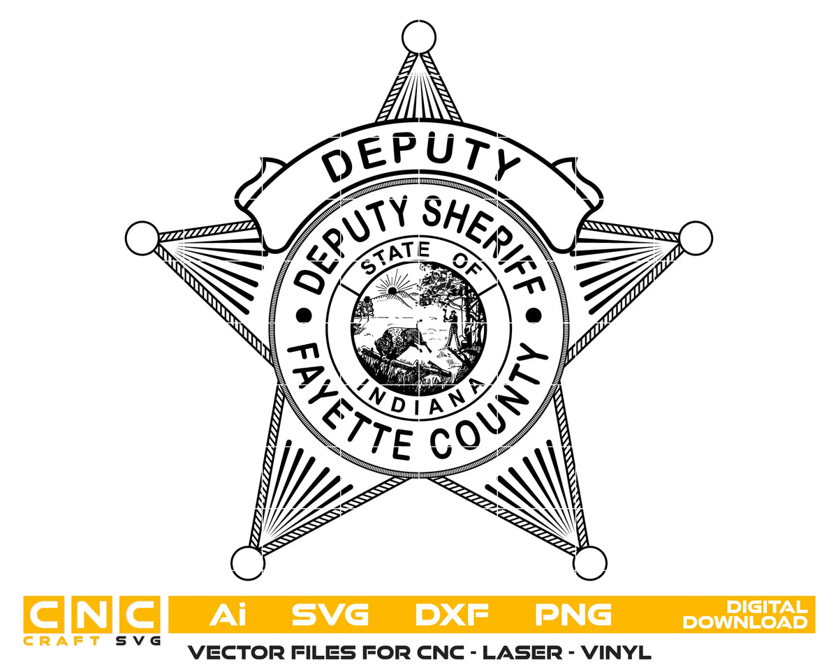 Fayette County Deputy Sheriff Badge SVG Indiana Law Enforcement Vector