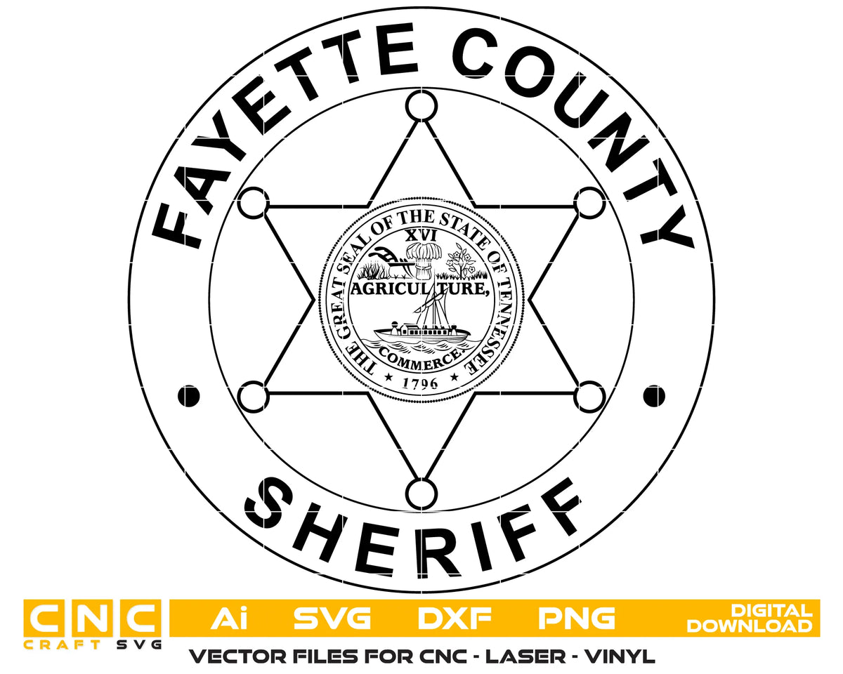 Fayette County Sheriff Badge Tennessee SVG Law Enforcement Vector
