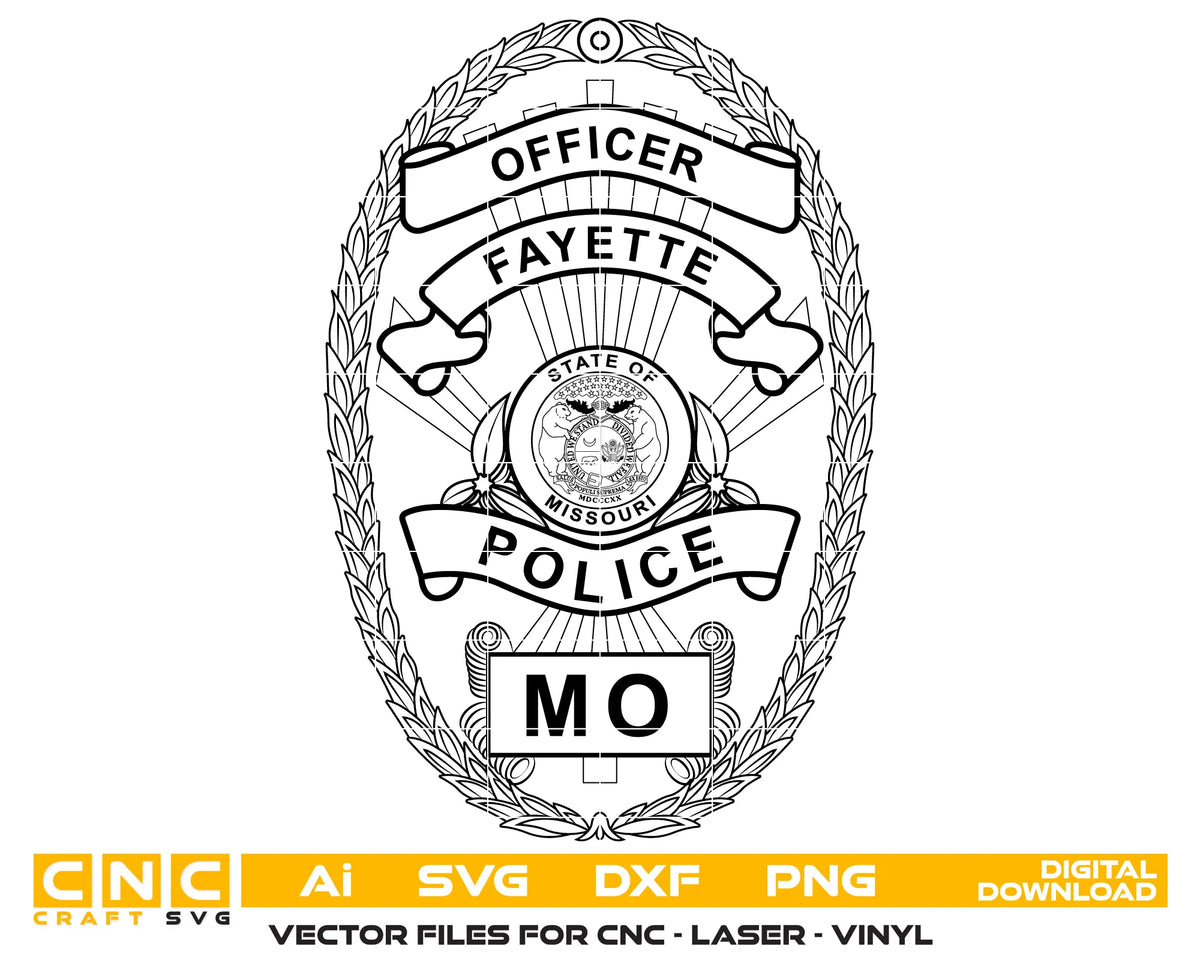 Fayette Police Officer Badge Missouri SVG Law Enforcement Vector