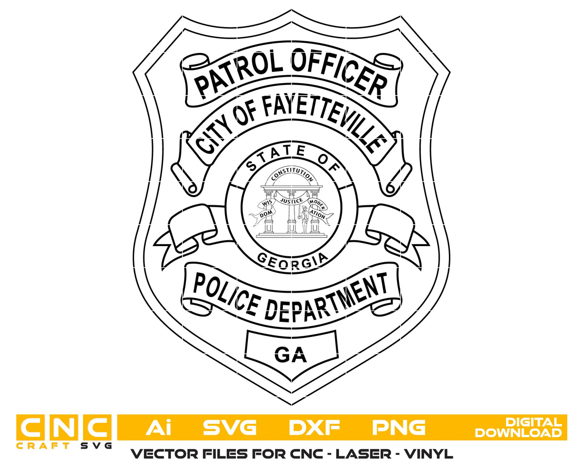 Fayetteville Police Patrol Officer Badge Georgia SVG Law Enforcement Vector